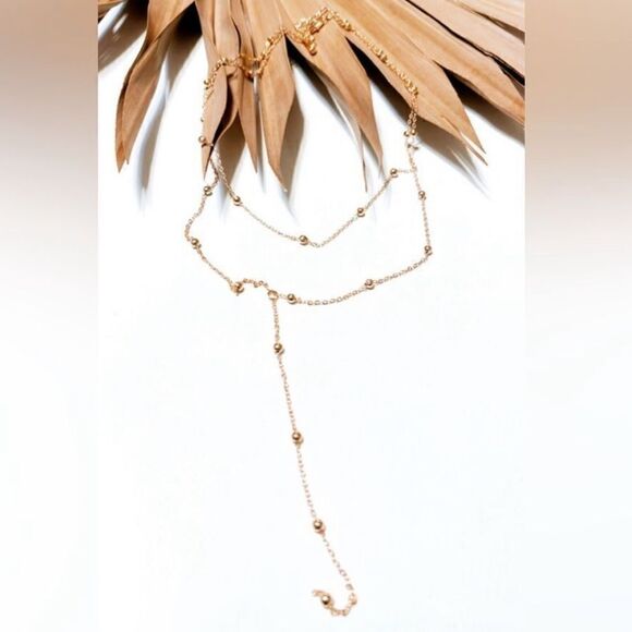 Elegant Gold Layered Necklace N1420 - Picture 2 of 3